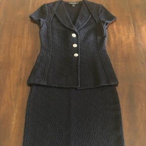 St. John Black Knit Skirt Suit